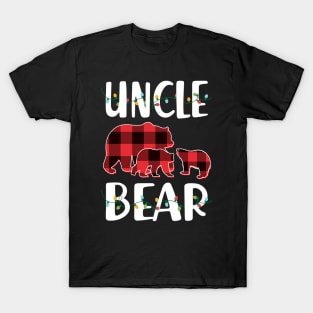 Uncle Bear Red Plaid Christmas Pajama Matching Family Gift T-Shirt